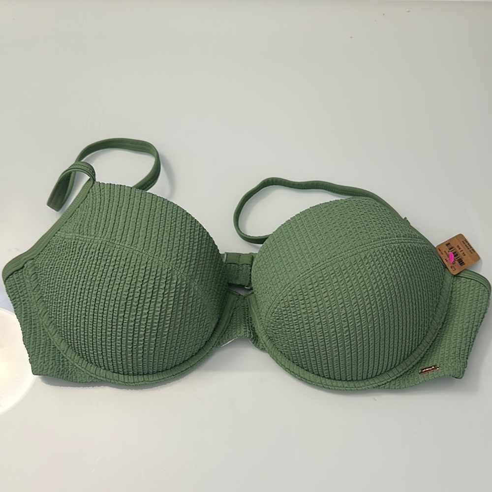 PINK Victoria's Secret Olive Green Textured Bikini Top